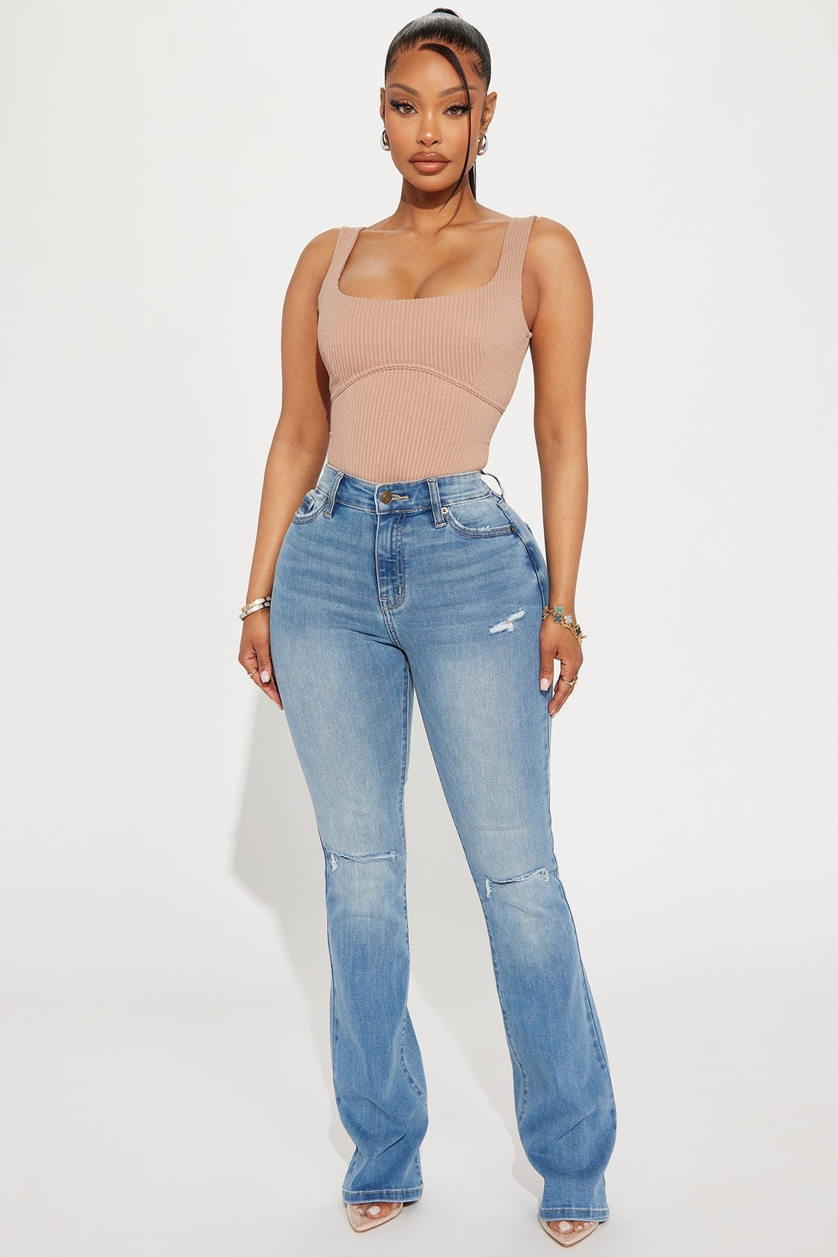 Pleasure Seeker Soft Stretch Flare Jeans - Medium Wash