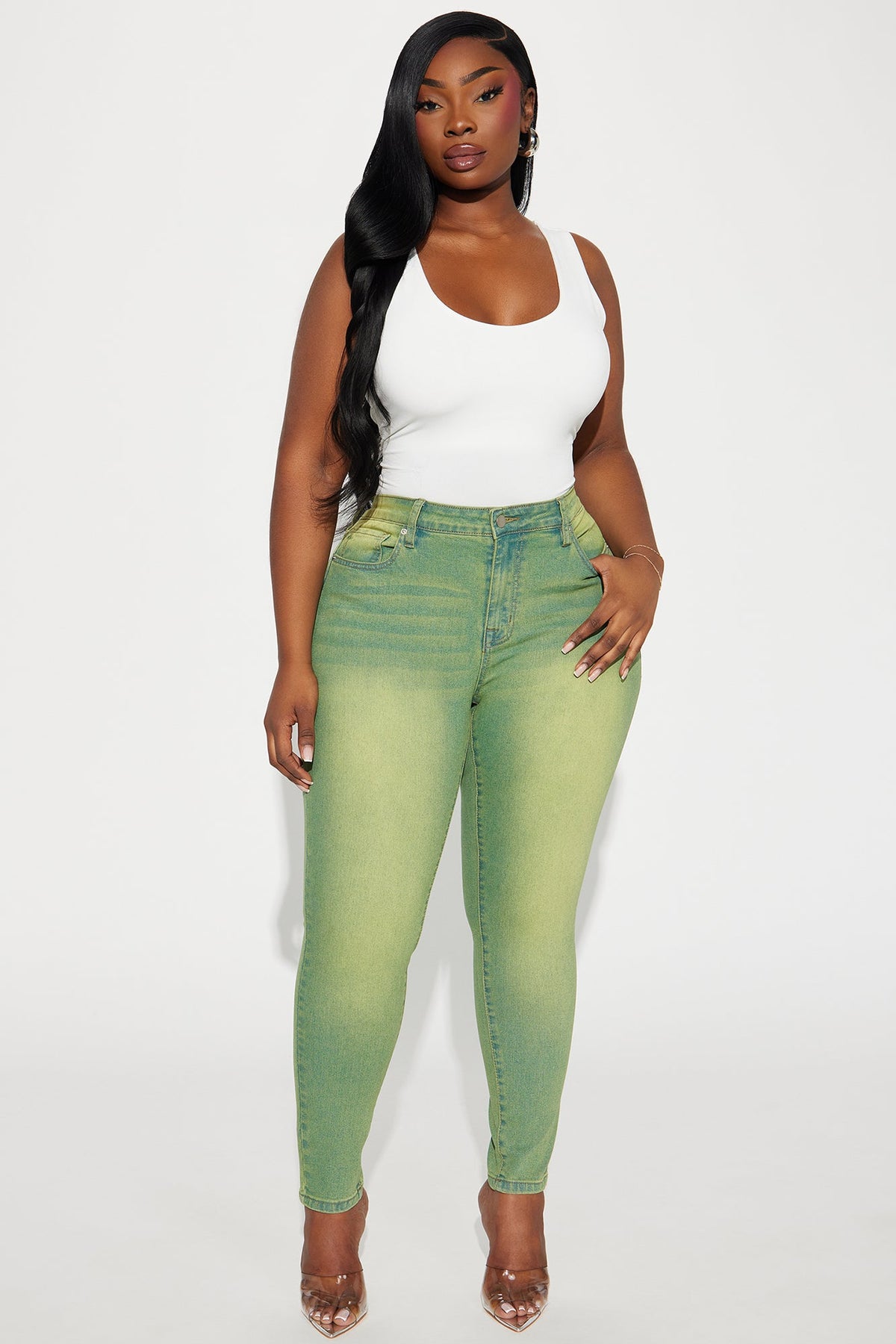 Hampton Tinted High Stretch Skinny Jeans - Green
