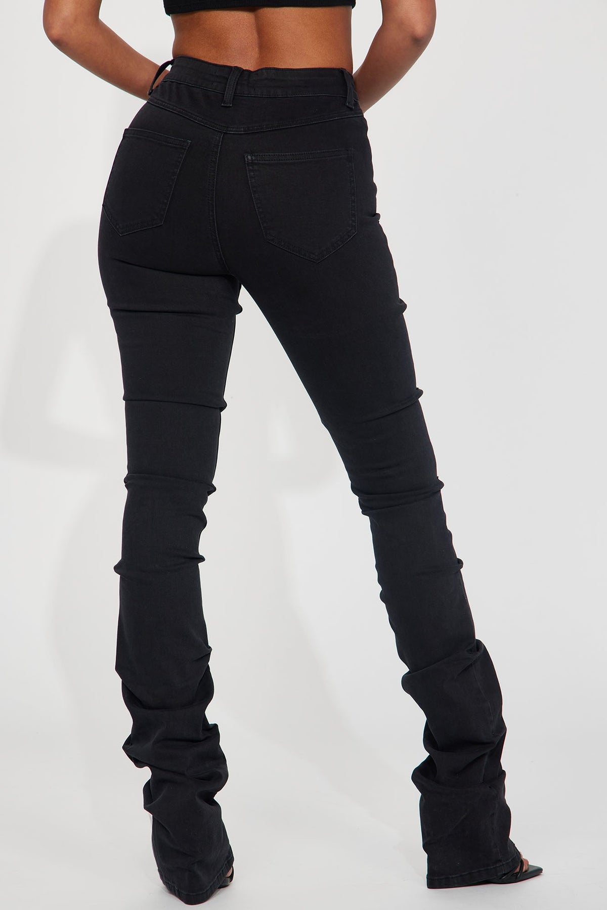 Tall See Me High Rise Stacked Straight Leg Jeans - Black