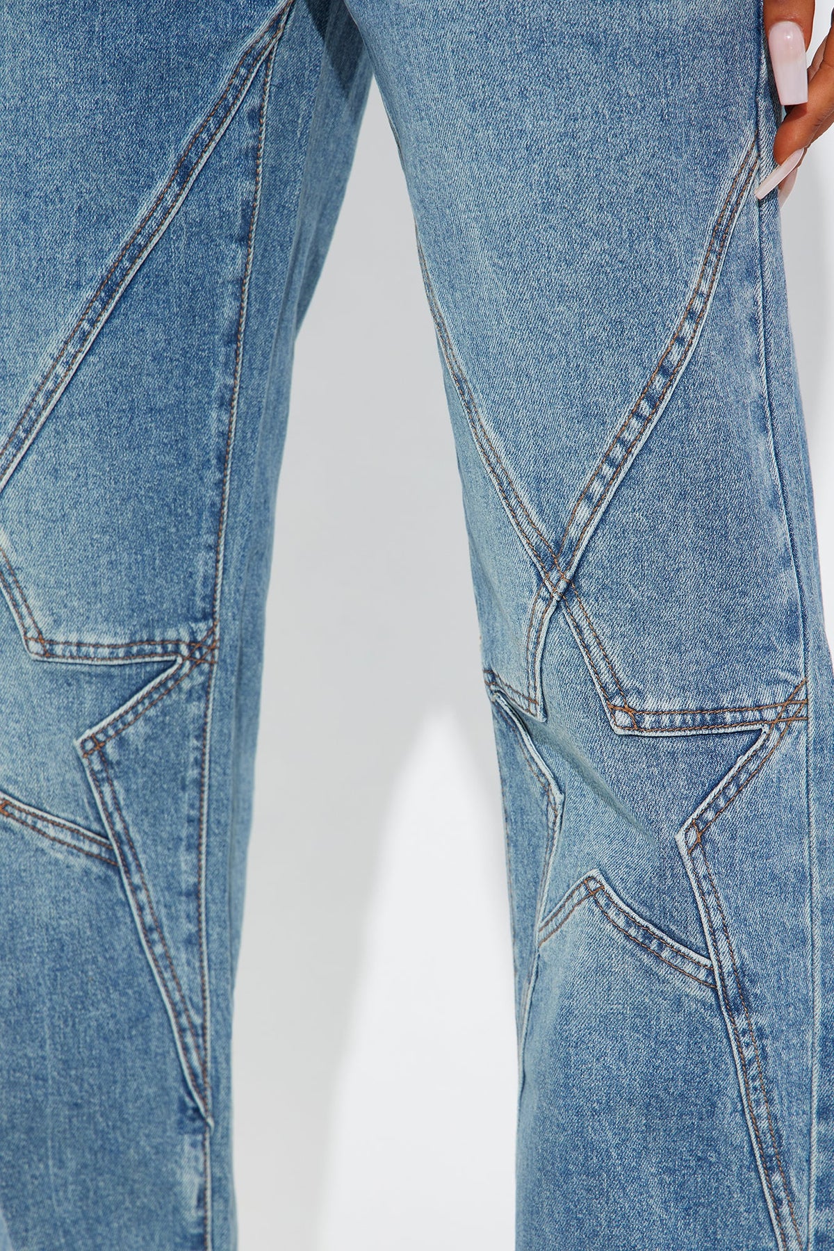 Sky Of Stars Stretch Straight Leg Jeans - Medium Wash