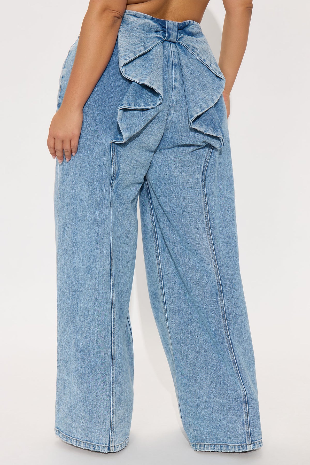 Tall Brianca Bow Wide Leg Jeans - Light Wash