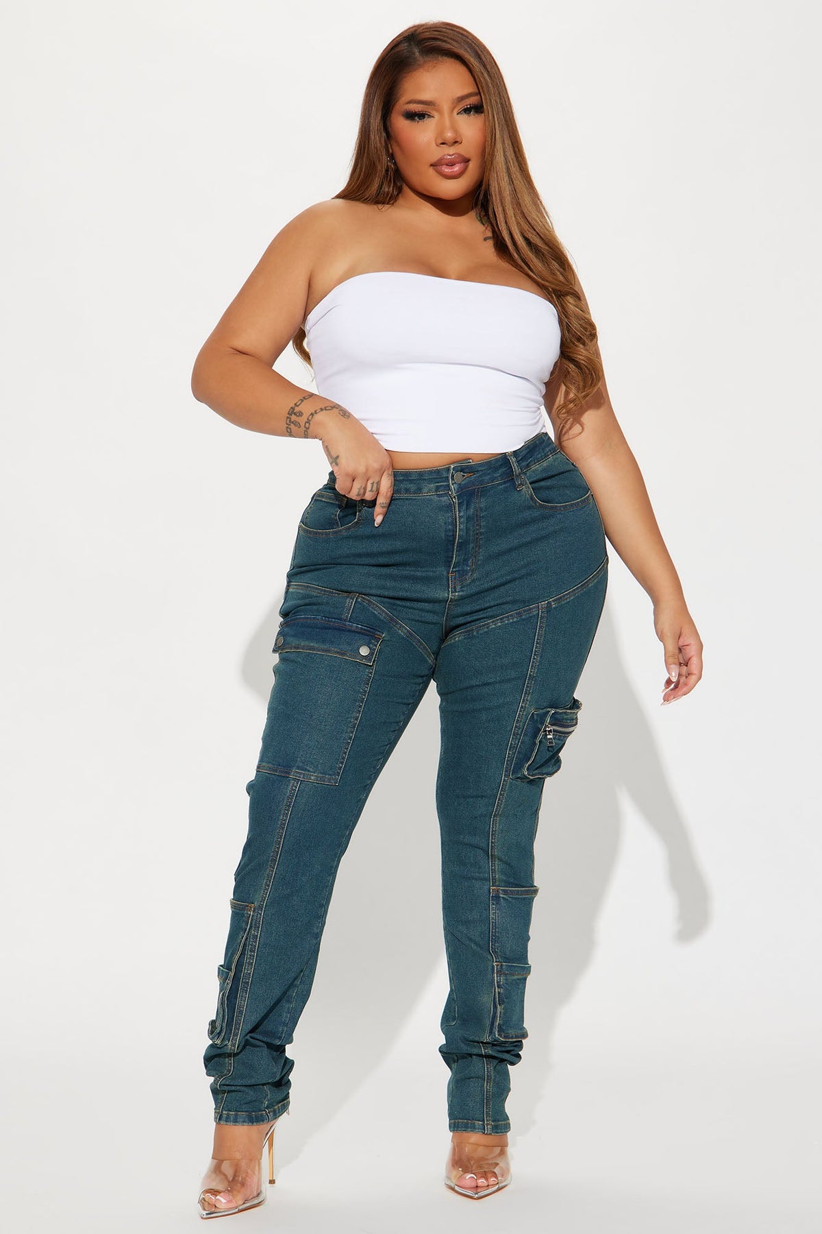 Good Form Cargo Slim Straight Leg Jeans - Dark Wash