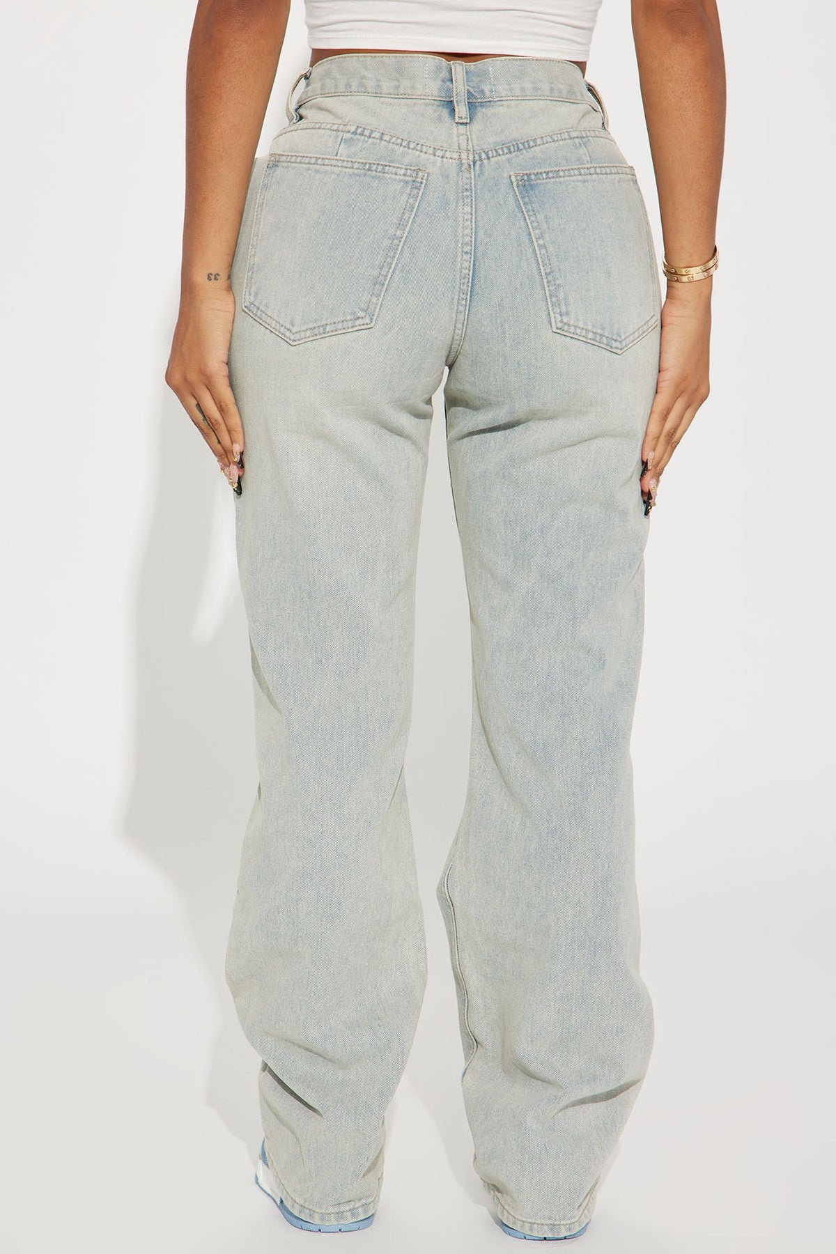 Far Away Tinted Non Stretch Straight Leg Jeans - Light Wash