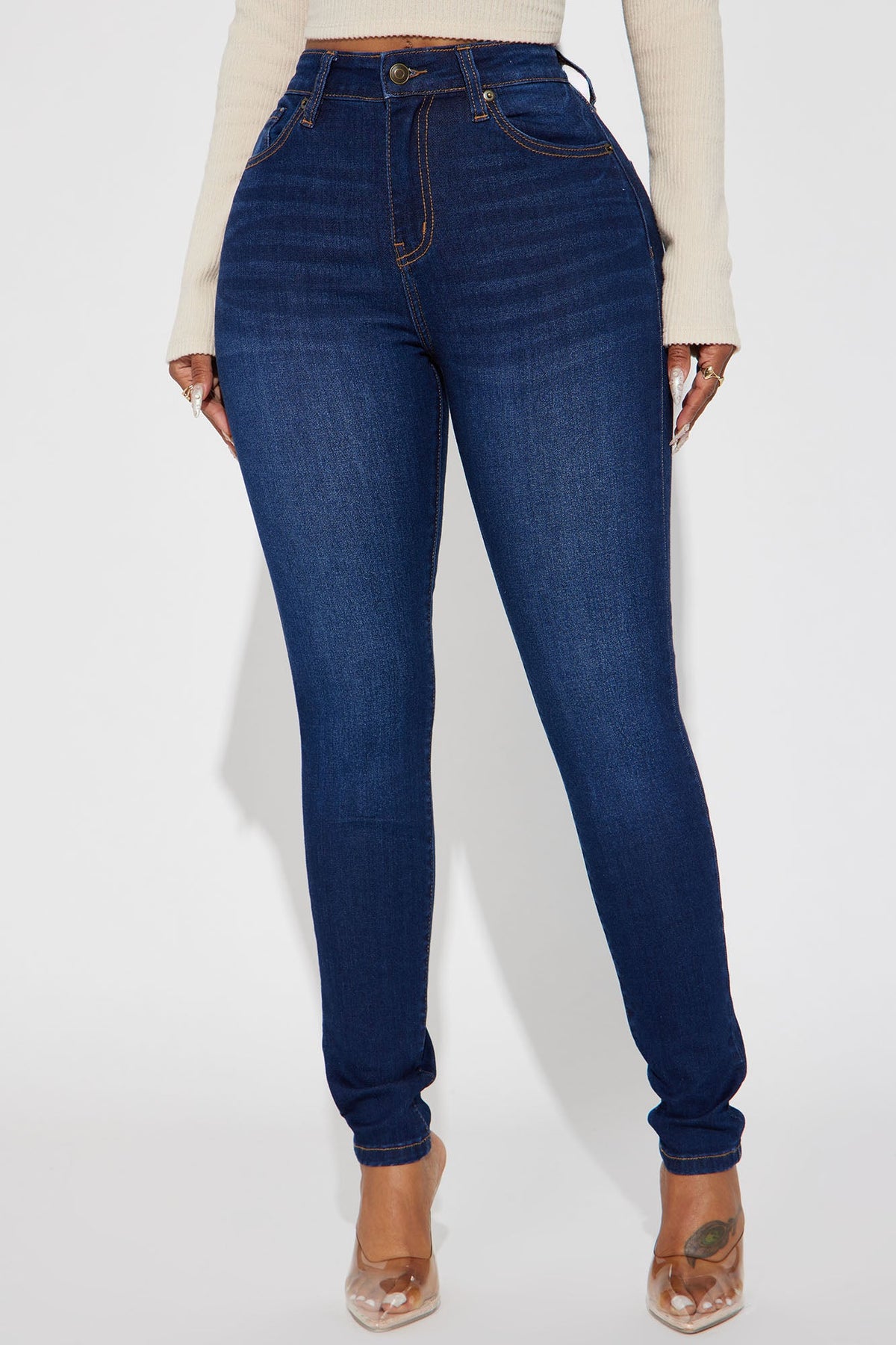 Kiley Control Curvy Stretch Skinny Jeans - Dark Wash