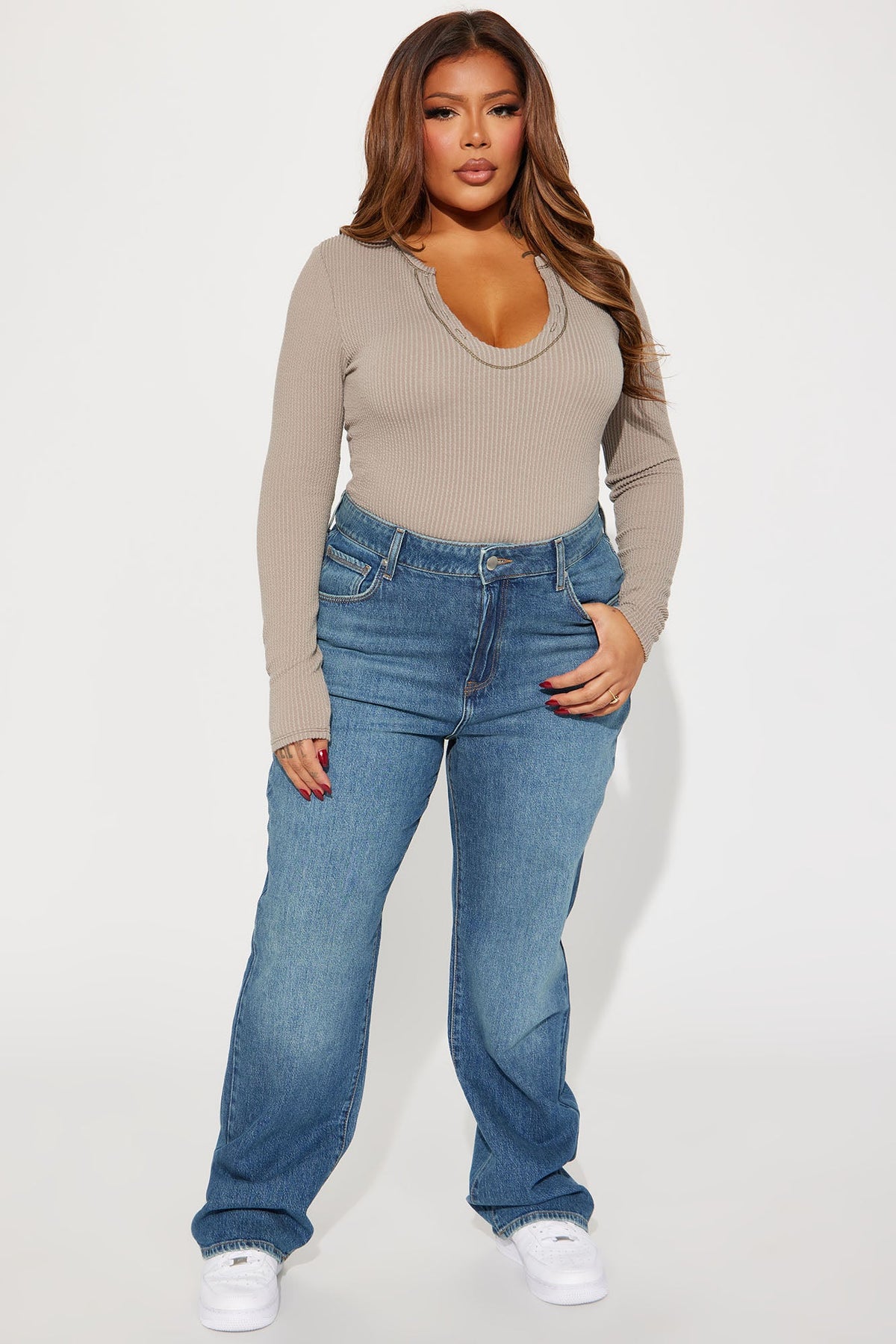 Kiss And Tell High Rise Low Stretch Straight Leg Jeans - Vintage Wash