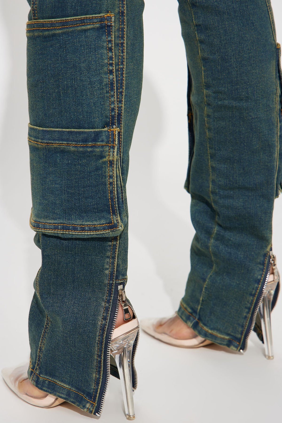 Good Form Cargo Slim Straight Leg Jeans - Dark Wash
