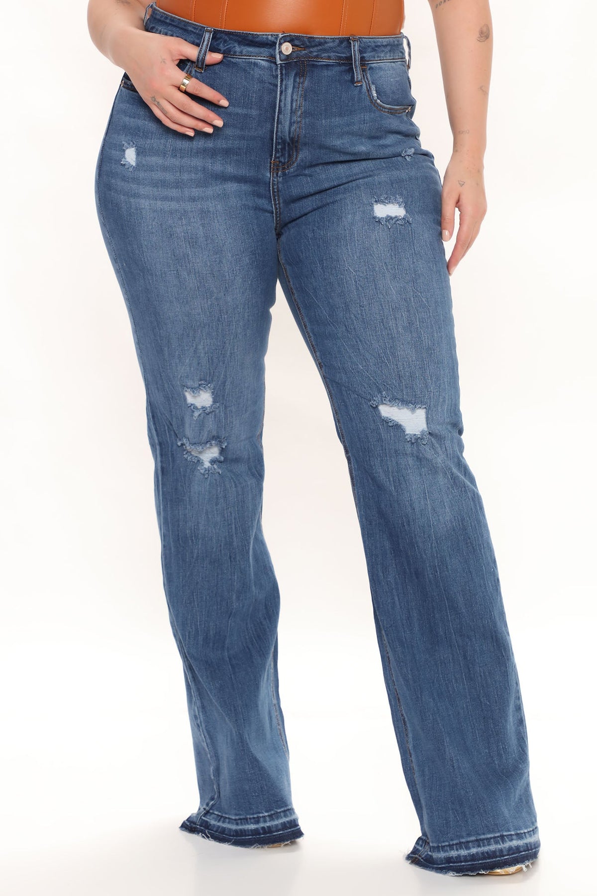 Tall Road Tripper Ripped Stretch Flare Jeans - Dark Wash