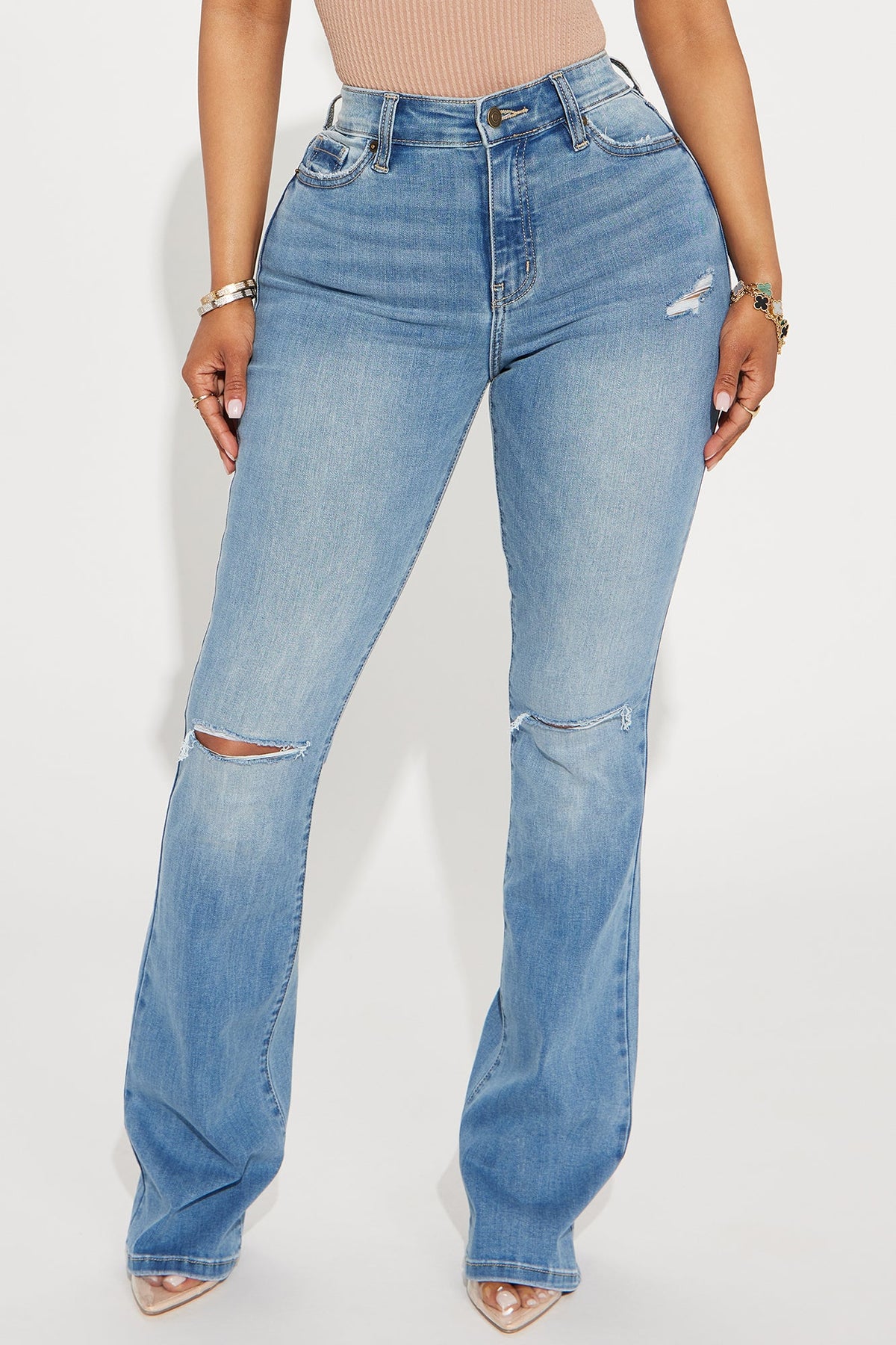 Pleasure Seeker Soft Stretch Flare Jeans - Medium Wash