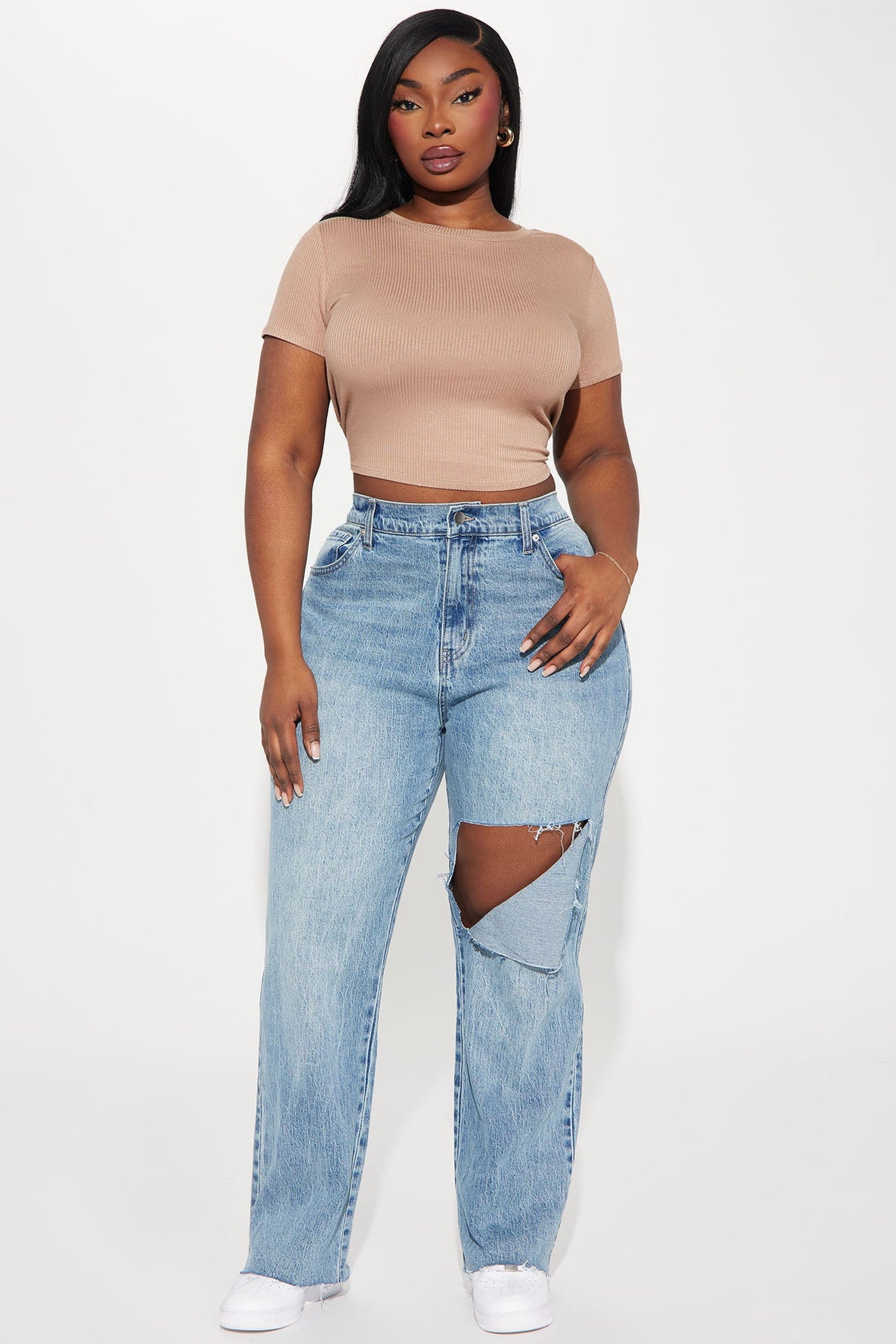 Catching Your Eye Stretch Straight Leg Jeans - Light Wash