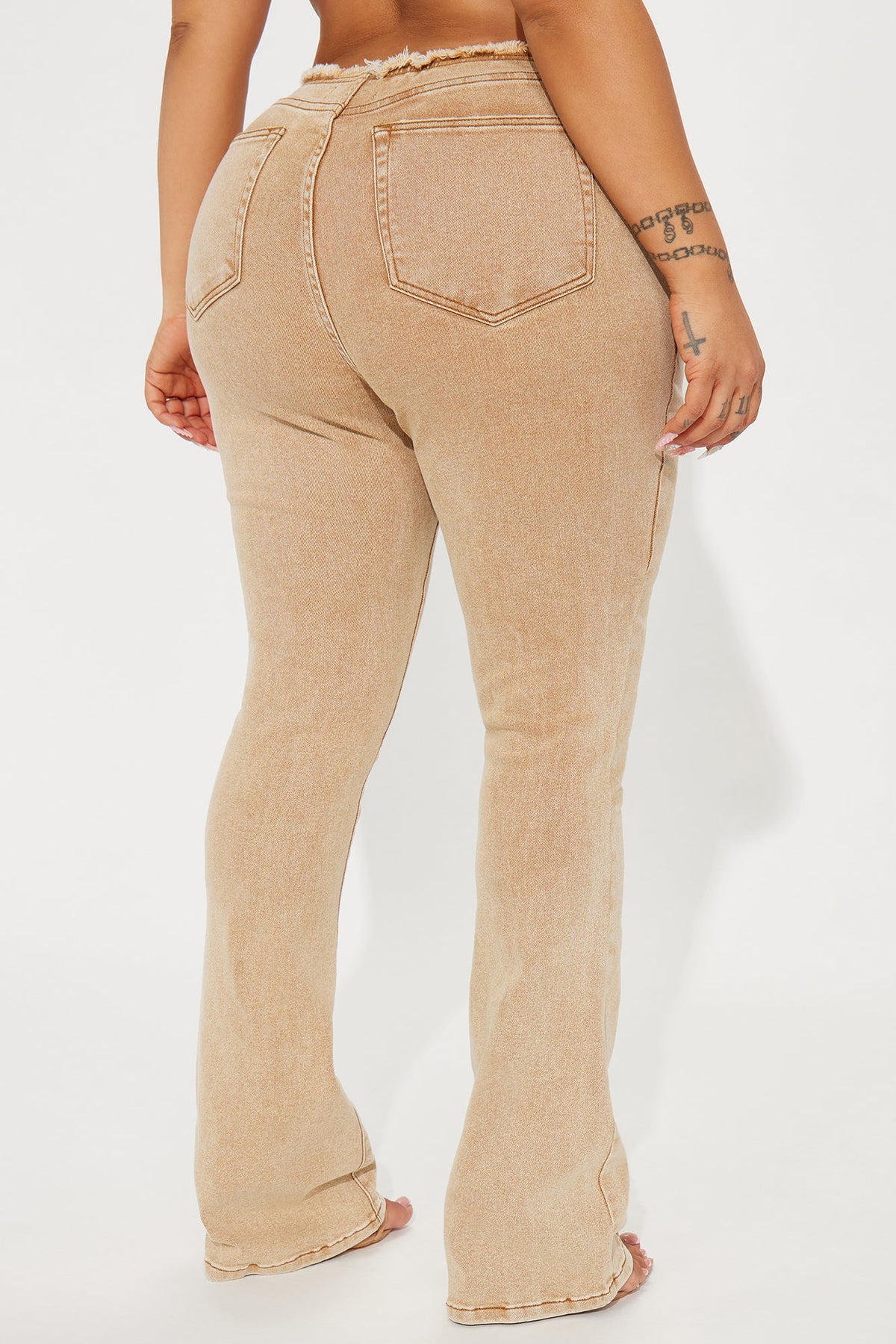 Highly Motivated Stretch Bootcut Jeans - Tan