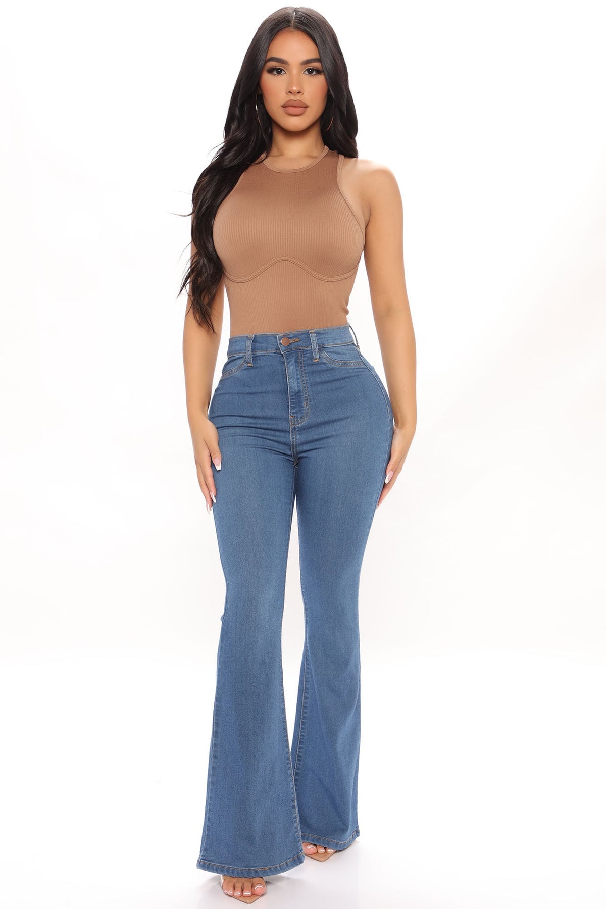 Petite Deep In My Soul Flare Jeans - Medium Blue Wash