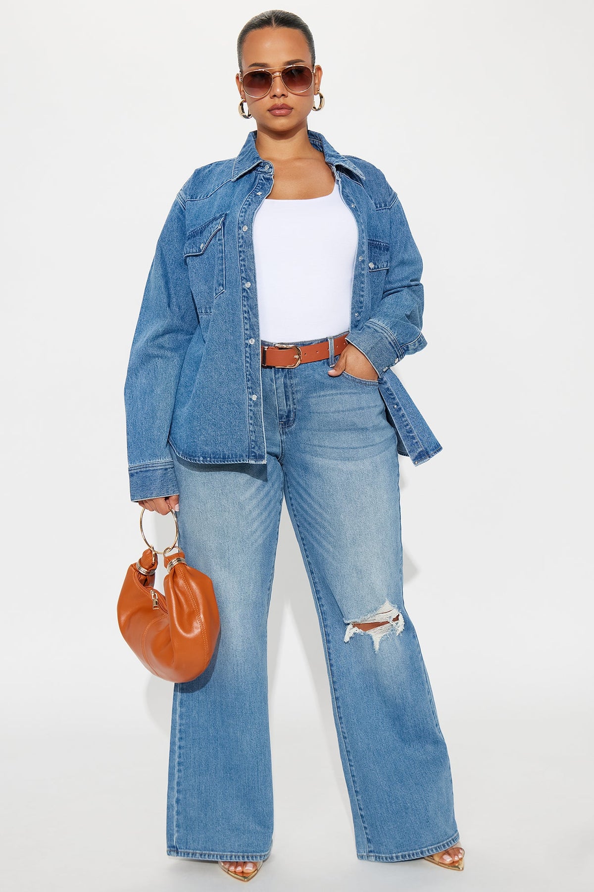 Down Your Block Flare Jeans - Medium Wash
