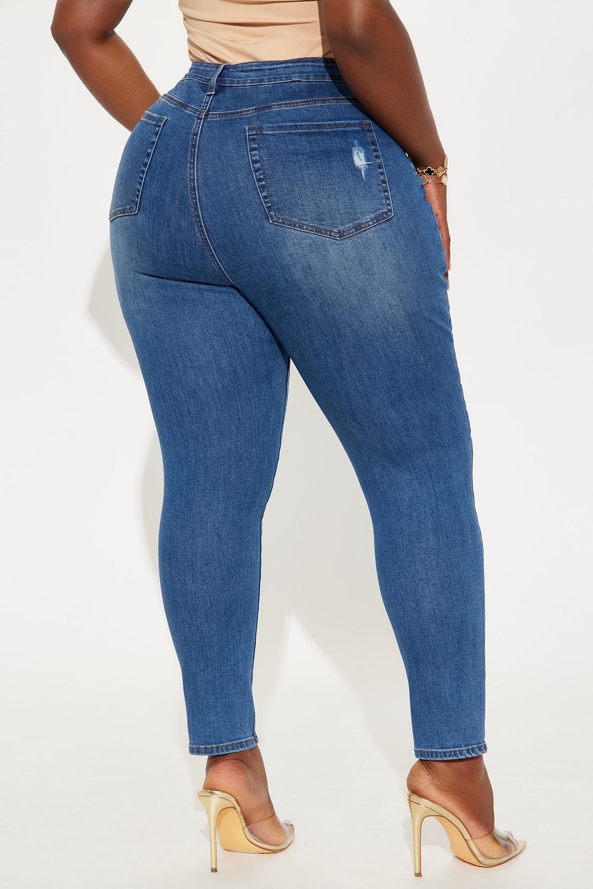 Higher Frequency Stretch Ripped Skinny Jeans - Medium Wash