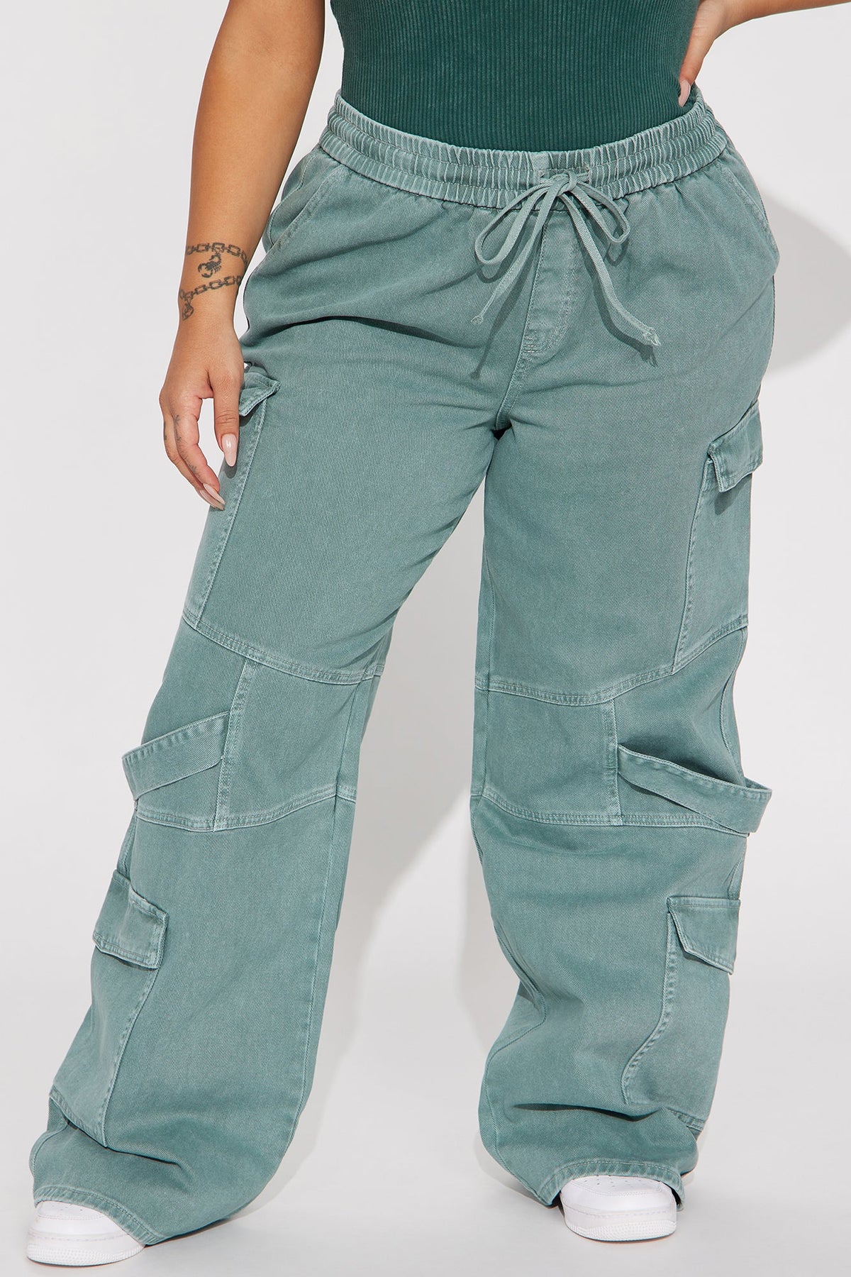 Know What To Do Non Stretch Cargo Jean - Green
