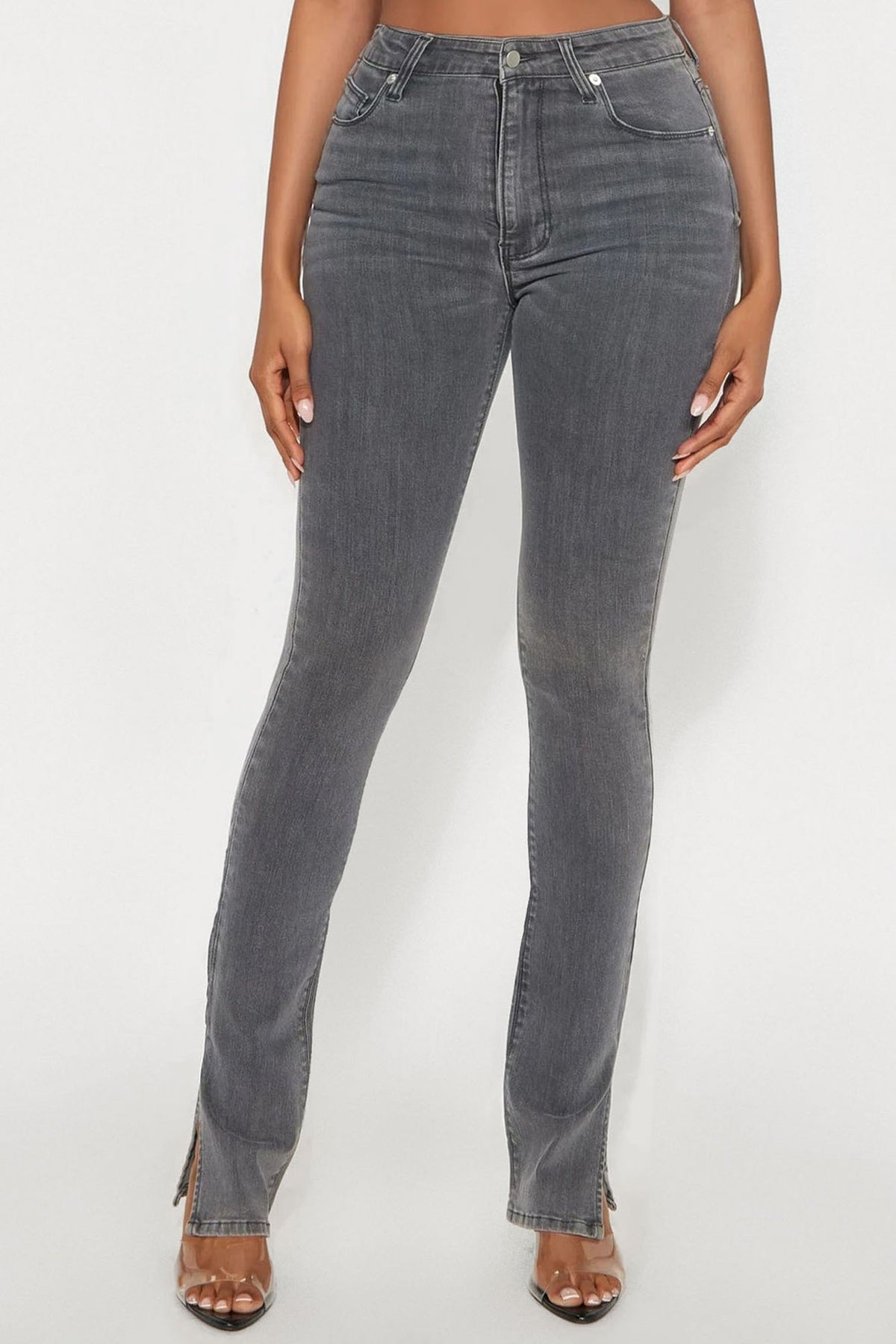 Tall Soho Side Split Skinny Jeans - Grey