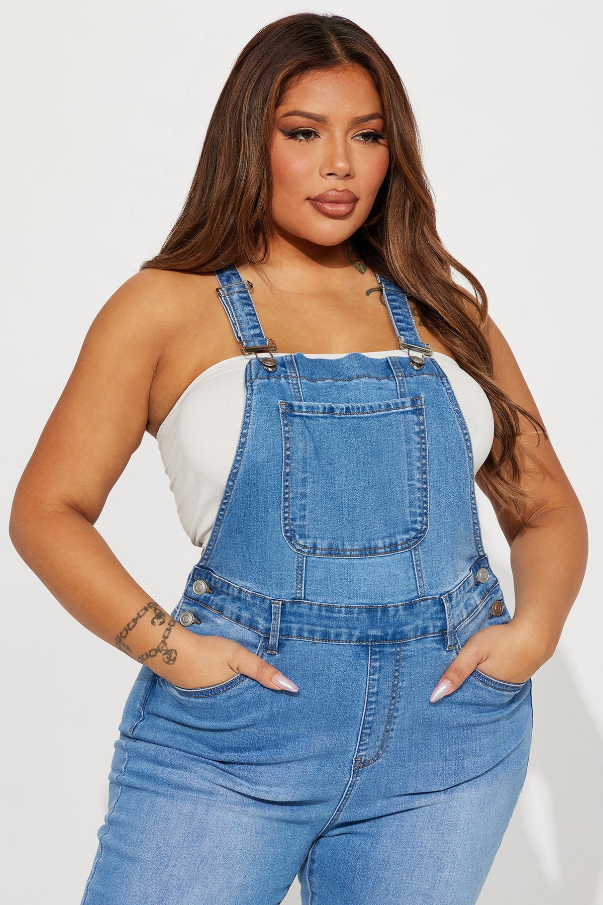 Always Petty Skinny Stretch Denim Overalls - Light Wash