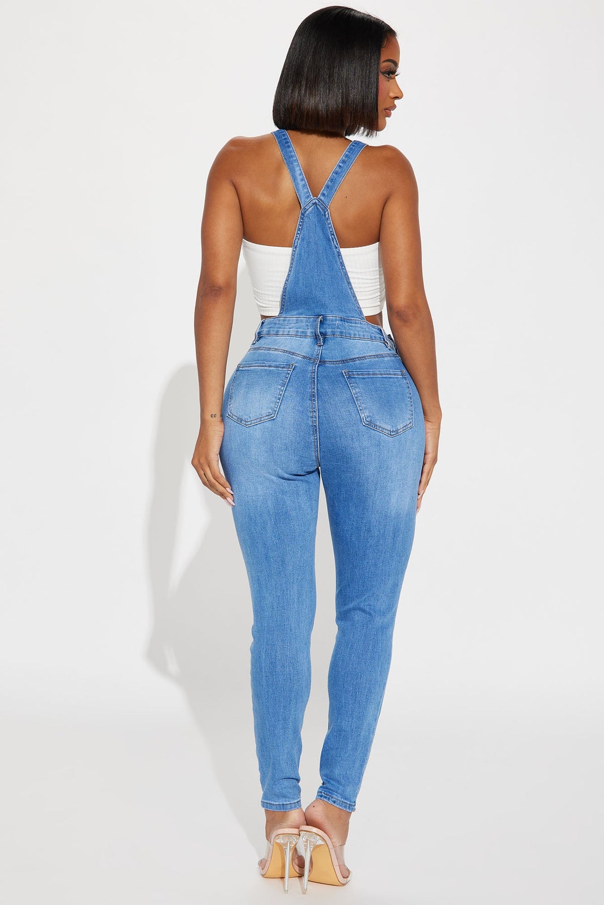 Always Petty Skinny Stretch Denim Overalls - Light Wash