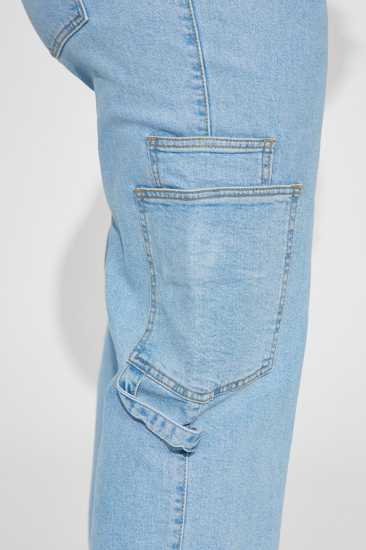 Step By Step Utility Straight Leg Jeans - Light Wash