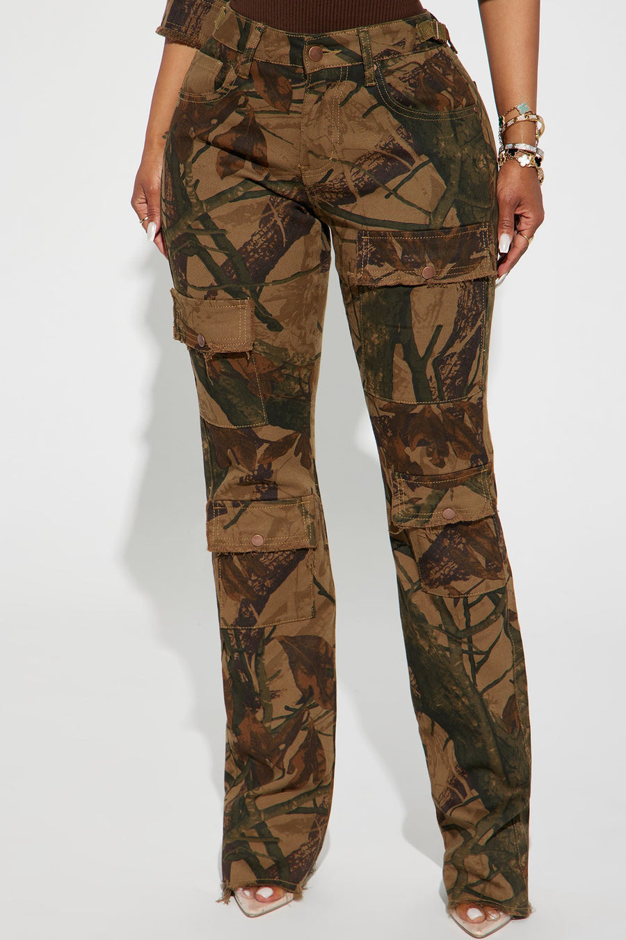 In The Wild Camo Stretch Cargo Jeans - Camouflage