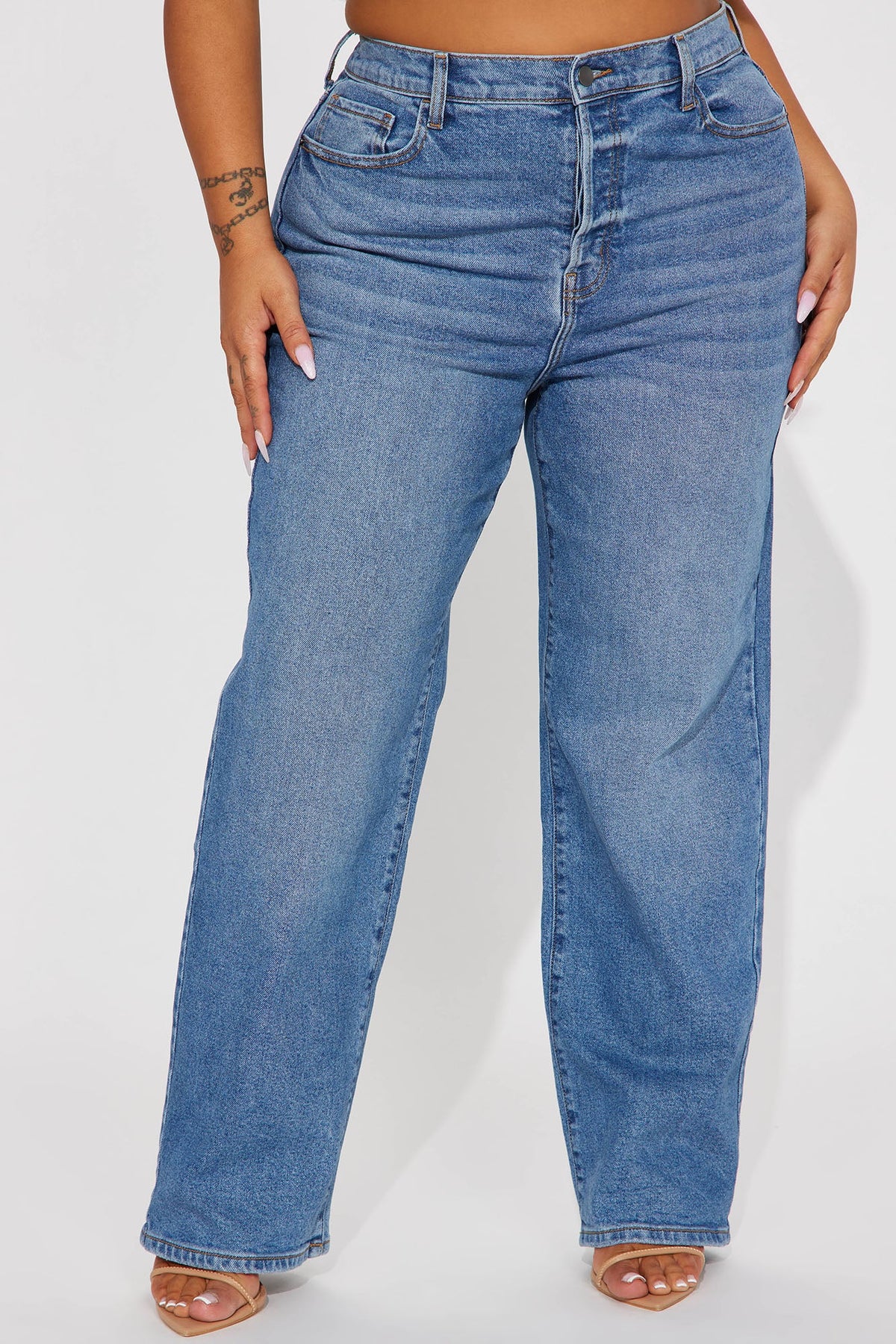 Long Lost 90's High Rise Straight Leg Jeans - Medium Wash
