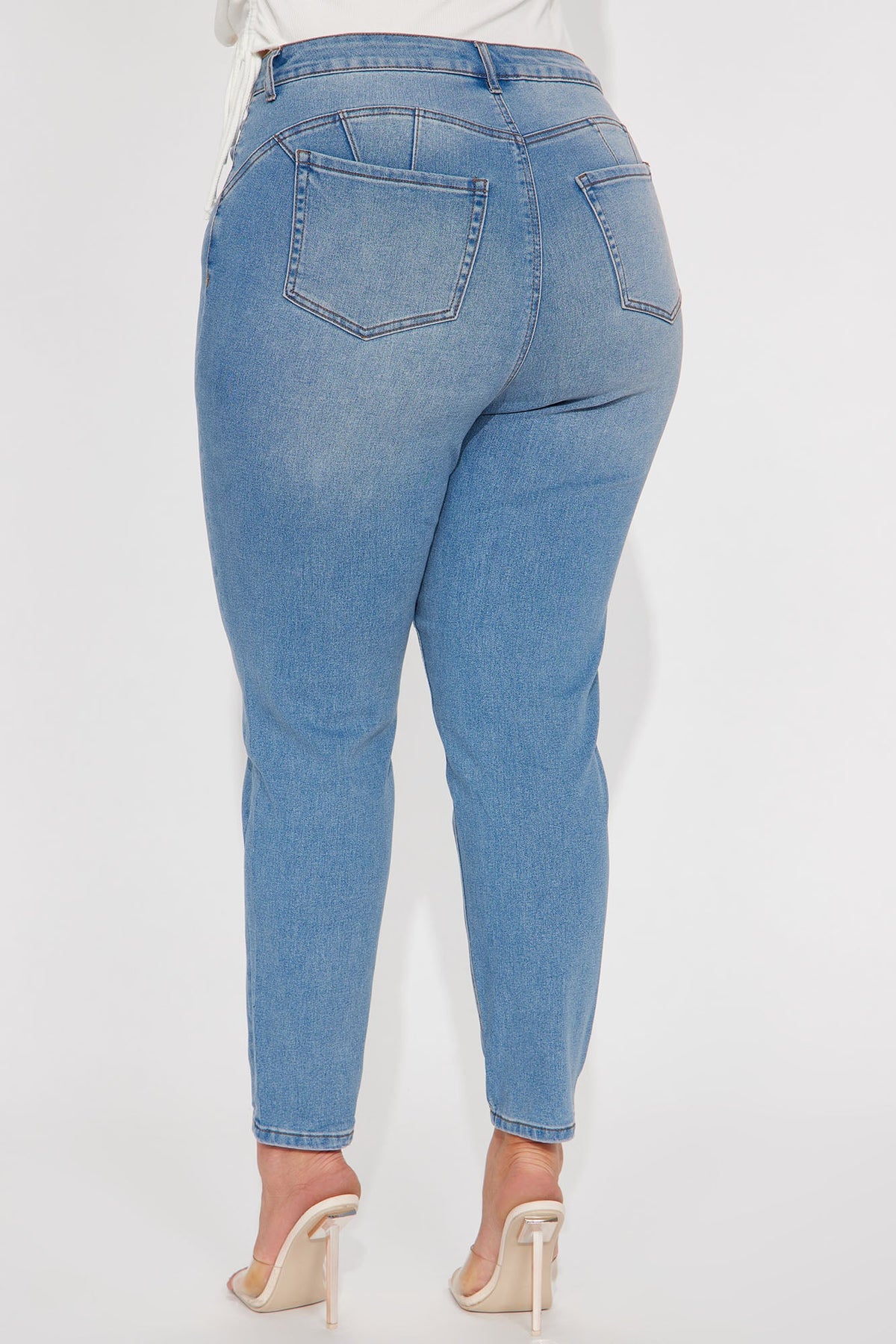 Wifey High Rise Booty Lifter Jeans - Light Blue Wash