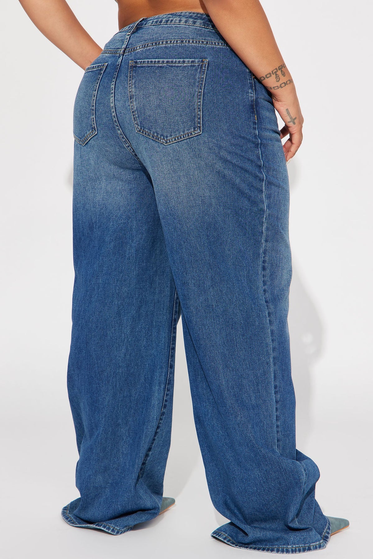Chelsea Drop Waist Baggy Jeans - Medium Wash