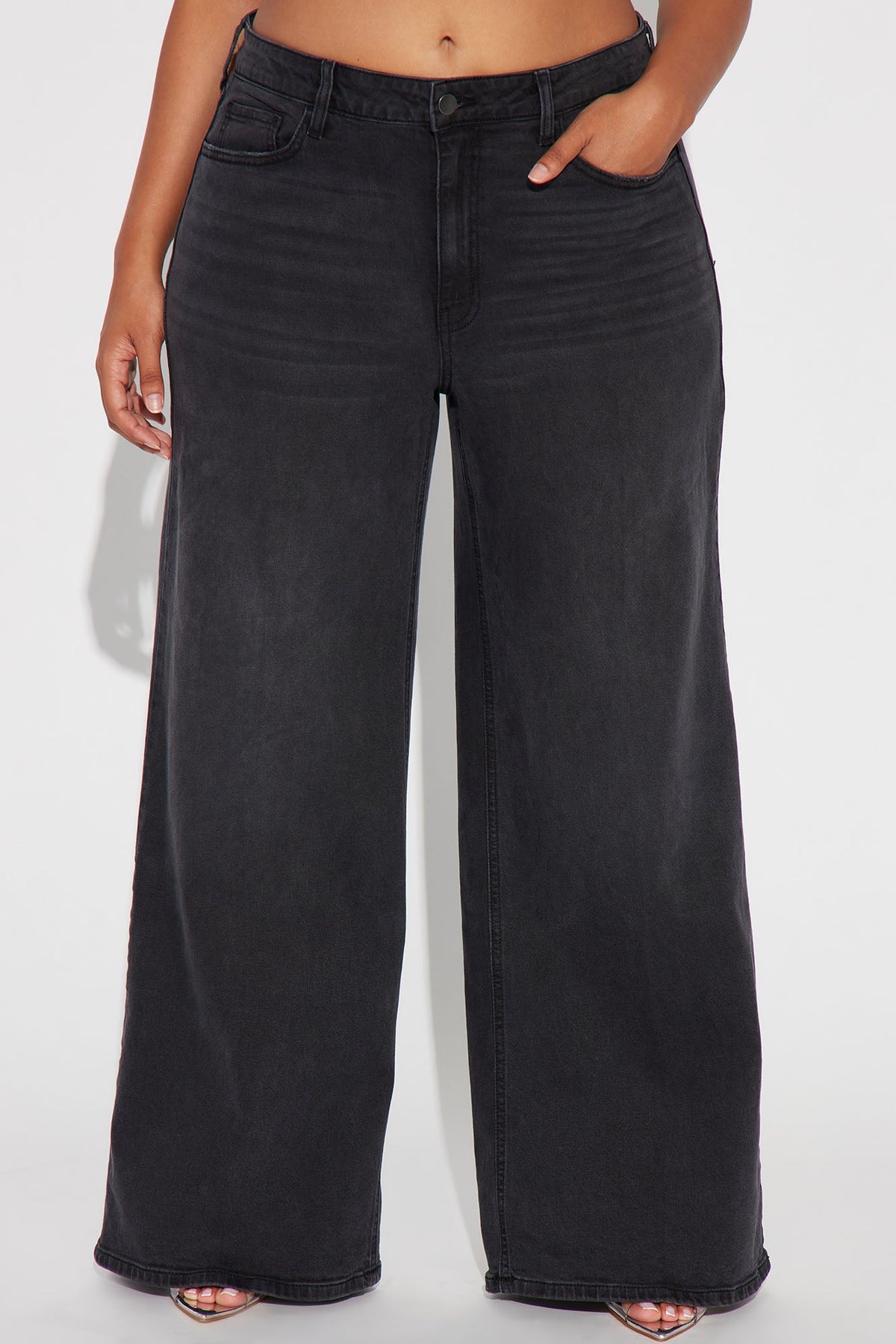 Time Well Spent Stretch Wide Leg Jeans - Black Wash
