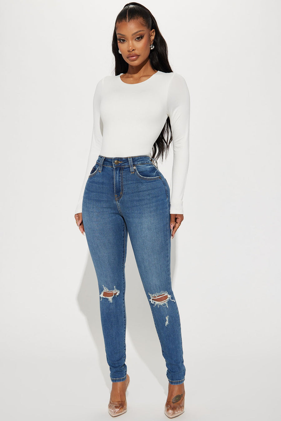 Kinsley Control Curvy Stretch Skinny Jeans - Medium Wash