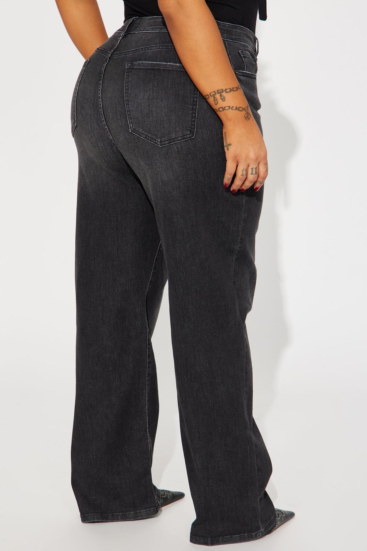 Bellissima Basic Stretch Straight Leg Jeans - Black Wash
