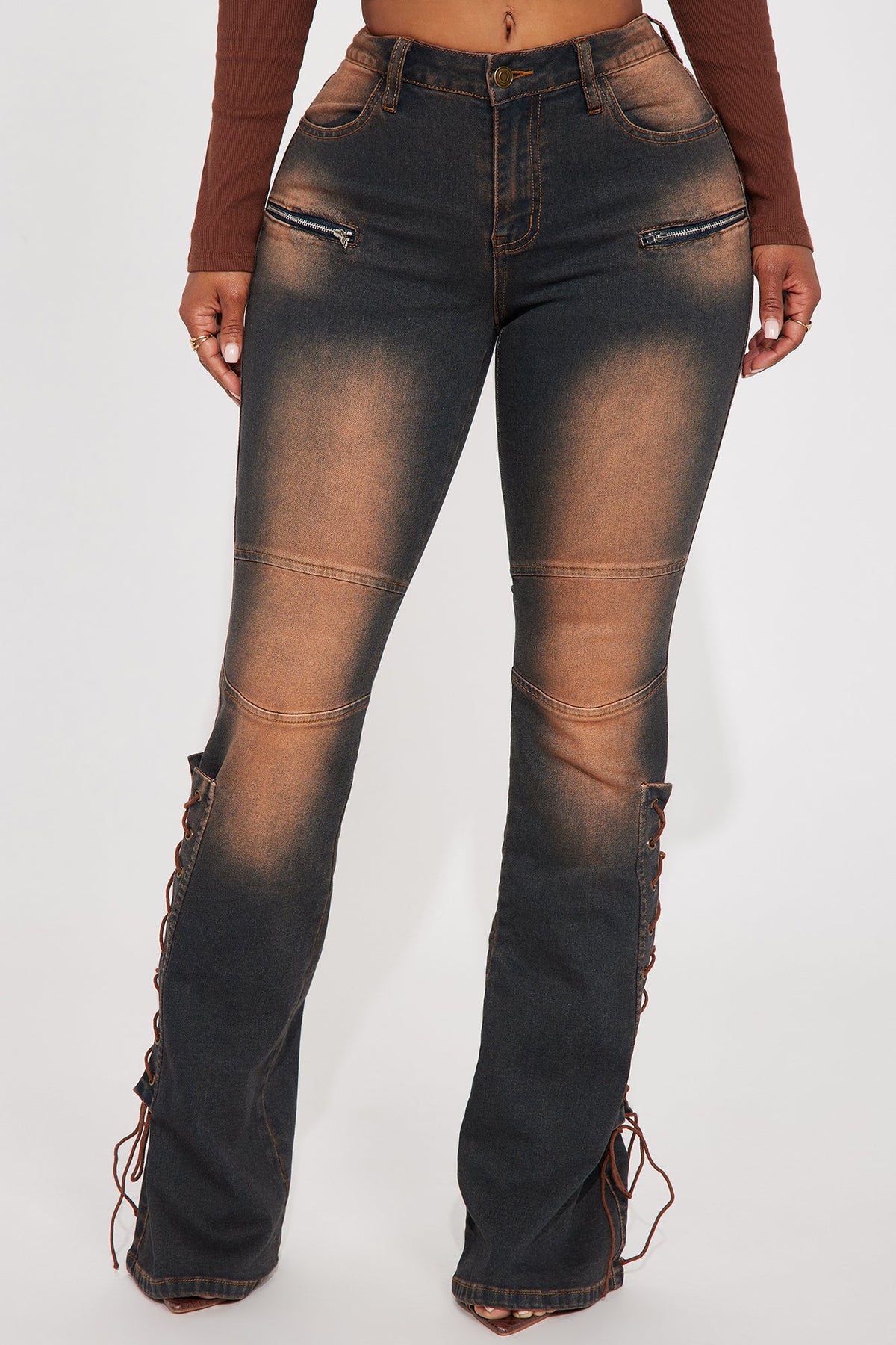 Tongue Tied Tinted Flare Jeans - Dark Wash