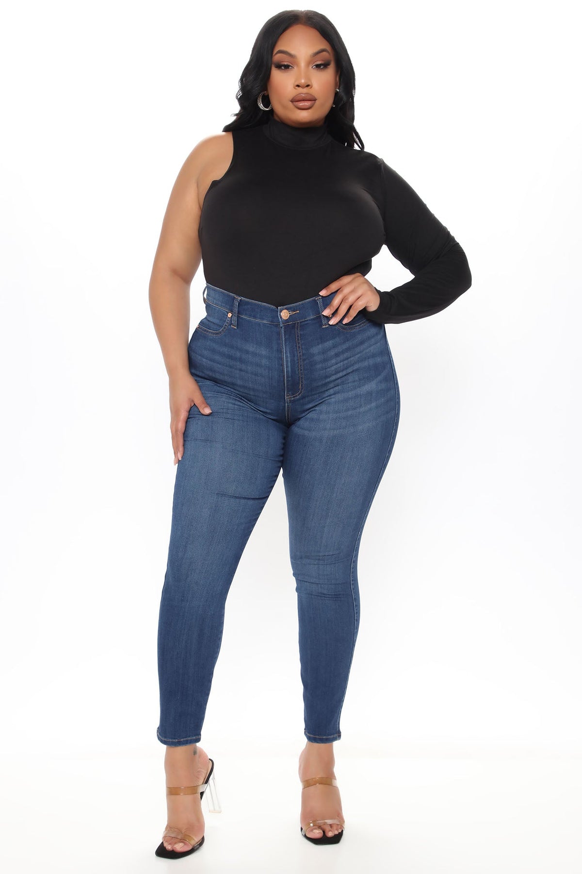 Curve Your Ways Skinny Jeans - Medium Blue Wash